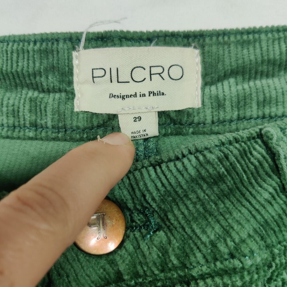 Pilcro Anthropologie The Icon Green Corduroy Mid Rise Flare Pants 29 Retro 70s - Picture 7 of 13